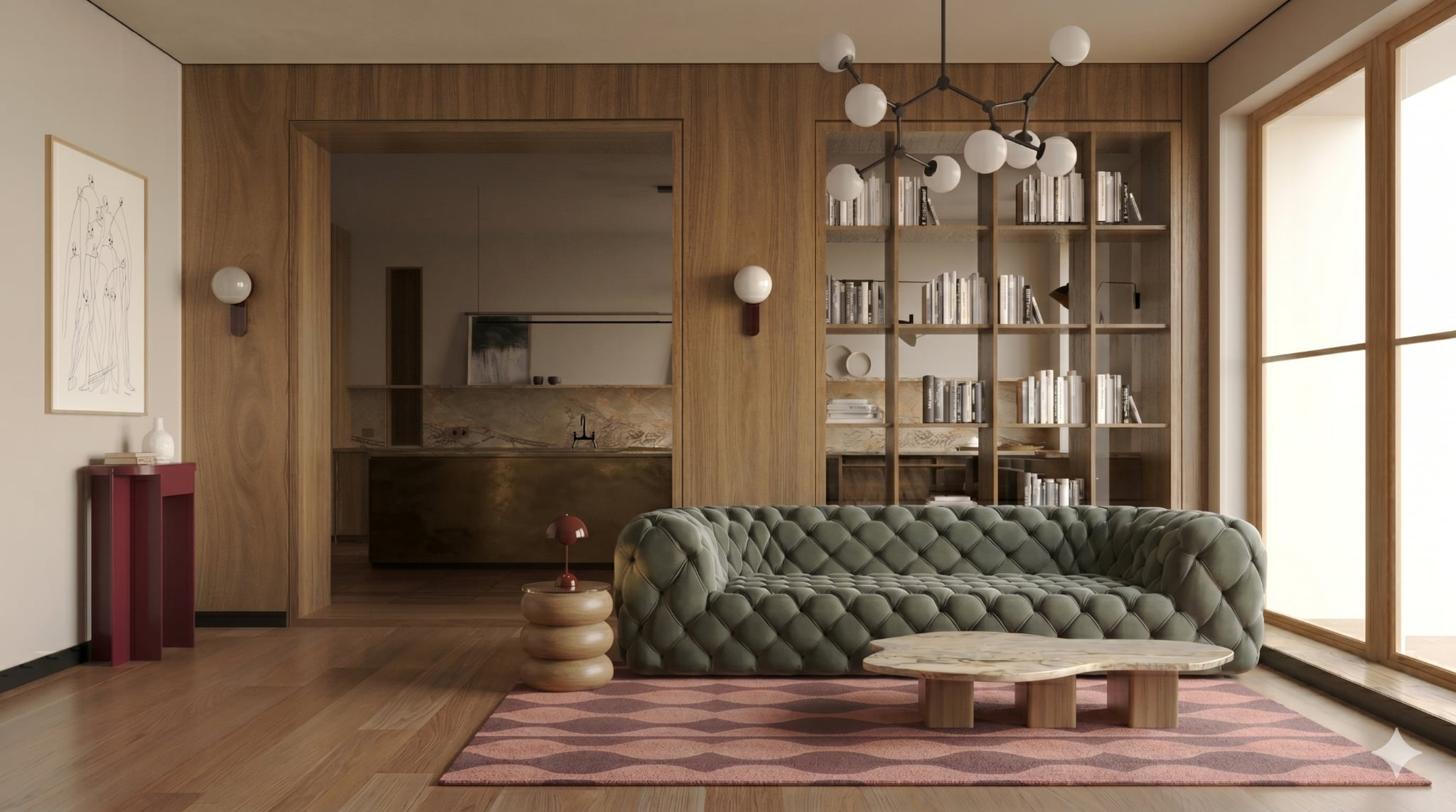 Render wnętrza z pinami komentarzy